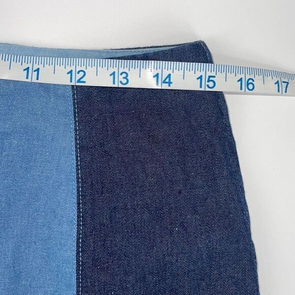 Le Lis Womens Straight Jean Skirt Denim Mini Color Block Cotton Blue Size Medium - Picture 5 of 6